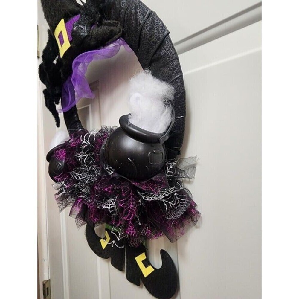 Handmade Witch Halloween Wreath-New - Picture 3 of 8